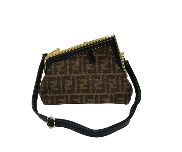 Fendi Leather clutch bag with animal print | Brown