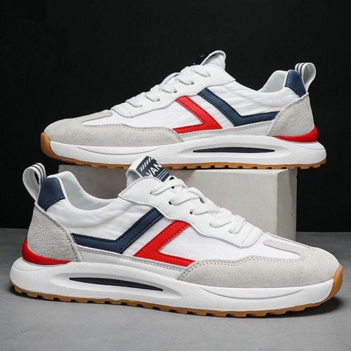 Men’s Flat base Sneakers | Red & Blue stripes