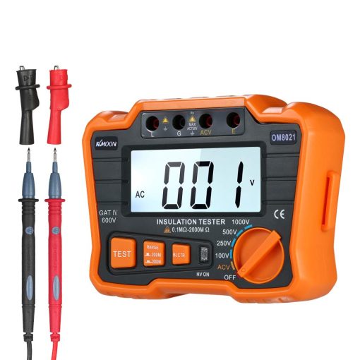 Insulation Resistance Tester DCV ACV Meter 1000V Ground Megger Megohmmeter MegOhm Voltmeter w/LCD Backlight Display