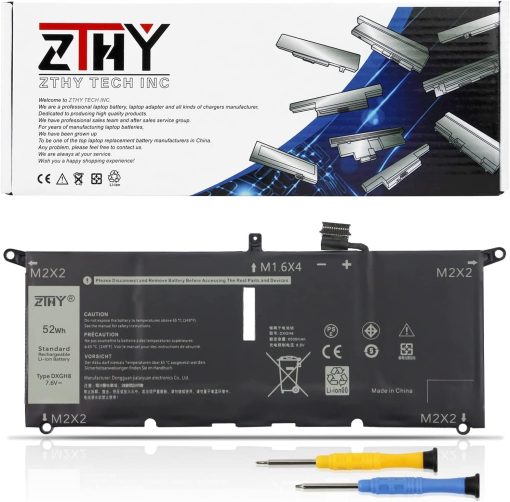 ZTHY 52Wh DXGH8 Laptop Battery for Dell XPS 13 9370 9380 7390 2019 Inspiron 13 7000 7390 7391 2-in-1 5390 5391 14 7400 7490 Latitude 3301 Inspiron 5390 5391 7400 7490 Series Notebook G8VCF P82