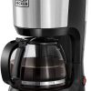 BLACK+DECKER 750W 1.25L Coffee Maker/Coffee Machine 10 Cup Glass Carafe, With Drip Stop Mechanism To Avoid Spillage And Dishwasher Safe, For Drip Coffee and Expresso Black DCM750S-B5 2 Years Warranty