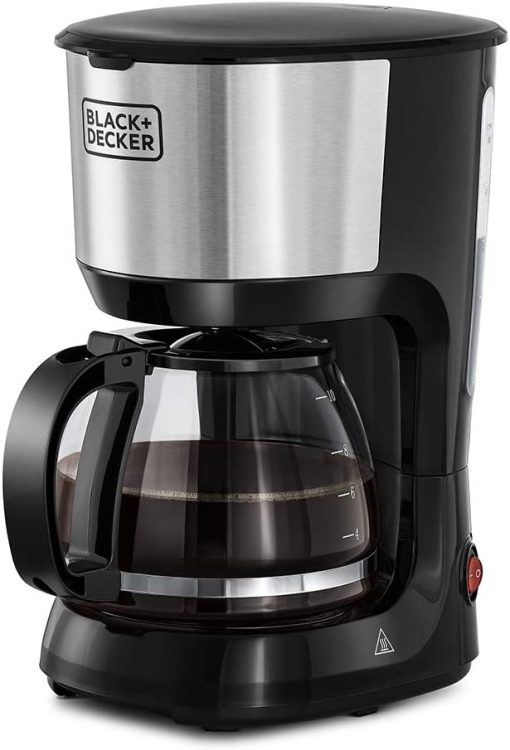 BLACK+DECKER 750W 1.25L Coffee Maker/Coffee Machine 10 Cup Glass Carafe, With Drip Stop Mechanism To Avoid Spillage And Dishwasher Safe, For Drip Coffee and Expresso Black DCM750S-B5 2 Years Warranty