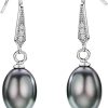 Salanda Pearl Drop Earrings Set, 925 Sterling Silver Pearl Dangle Earrings for Women Girls (C&3 pairs)