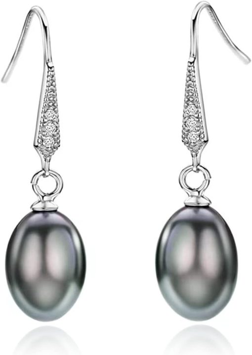 Salanda Pearl Drop Earrings Set, 925 Sterling Silver Pearl Dangle Earrings for Women Girls (C&3 pairs)