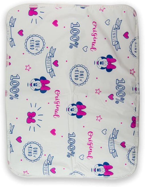 Disney Minnie Mouse 100% Waterproof Baby Diaper Changing Pad Toddler & Baby Reusable Waterproof Baby Diaper Changing Mat for Home or for Travel 47 x 64 cm, Soft & Secure & White, Multicolor