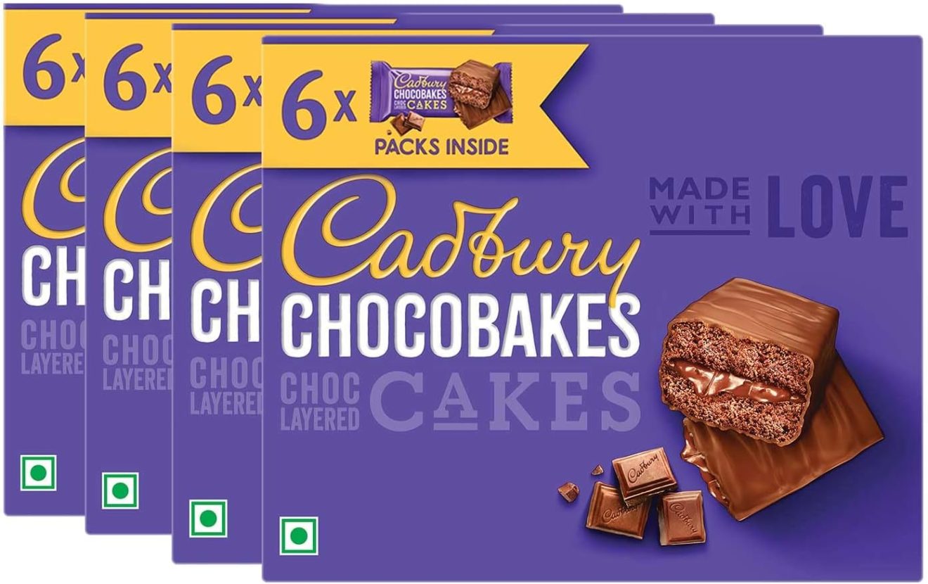 Cadbury Chocobakes Choc Layered Cakes, Family Pack, 126g(6 pieces)-Pack of 4