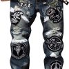 Enrica Men's Ripped Skinny Distressed Destroyed Straight Fit Jeans Pants with Holes