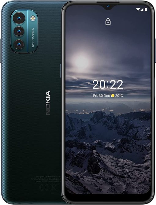 Nokia G21 Android Smartphone, Dual Sim, 6 GB RAM, 128 GB Memory, 6.5HD+ Screen,5050 mAh battery, Android 12 Ready, Face Unlock, Finger Print Sensor– Blue