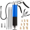 Heavy Duty Grease Gun, 7000 PSI Pistol Grip Grease Gun Kit with 1pcs Grease Gun Coupler, 1pcs Extension Rigid Pipe, 3pcs Flexible Hose and 9pcs Brass Nozzle, for Machinery, Car and Ship