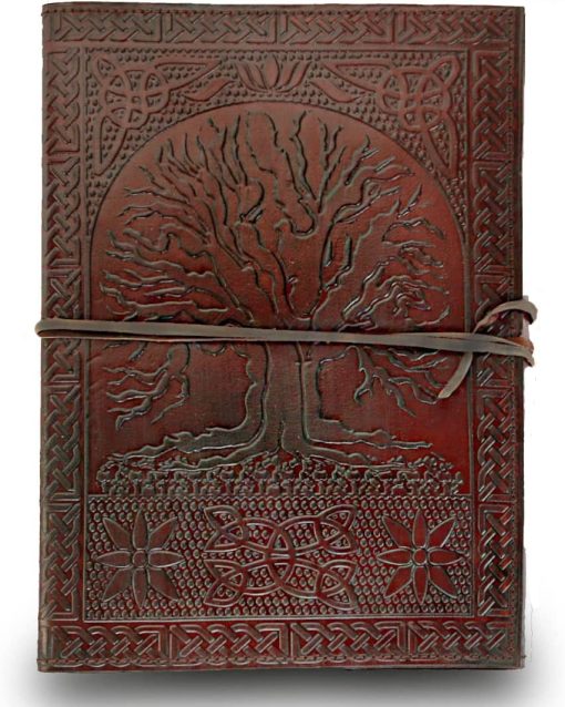 Handmade Large 10" Embossed Leather Journal Celtic Tree Of Life blank personal Diary notebook refillable gift