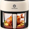 XVersion Air Fryer 4.2L Glass with Touch Screen, Self Timer, and 8 Cooking Presets Transparent Dishwasher-Safe XL Air Fryers 6L Basket Size with 1 Year Manufacturer Warranty Beige
