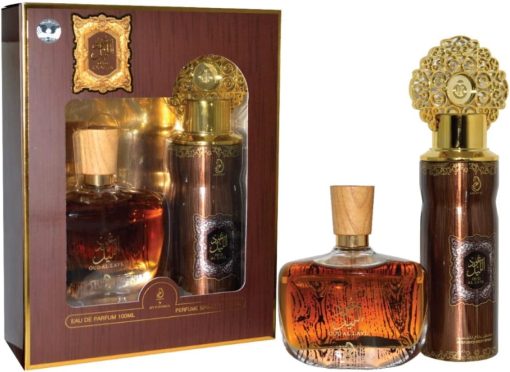 My Perfumes OUD AL LAYL from ARABIYAT 2 Pieces Perfume Gift Set for Unisex, 100 ml Eau De Parfum and 200 ml Perfume Spray