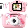 Kids Camera, ZONEY Children Digital Camera, 40MP 1080P HD Digital Video Camera with Cute Silicone Cover, Rechargable Video Recorder with 32G SD Card, Game Camera for Boys Girls Gift (Pink)
