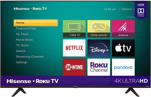 Hisense 50 Inch TV 4K UHD Smart TV, With Dolby Vision HDR, DTS Virtual X, YouTube, Netflix, Freeview Play & Alexa Built-in, Bluetooth & WiFi Black Model 50A61GTUK - 1 Year Full Warranty.