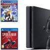 Sony PlayStation 4 Slim 500 GB Console with Two DualShock 4 Controllers with 3 Games: Ratchet & Clank, Spiderman, Uncharted Collection with 3 Months PSN+ Subscription