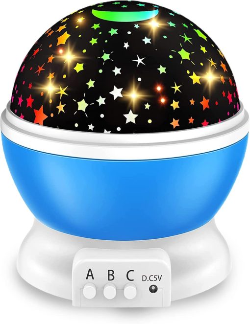 ECASA™ Night Light for Kids, Star Night Light, Nebula Star Projector 360 Degree Rotation - 4 LED Bulbs 9 Light Color Changing with USB Cable, Romantic Gifts for Men Women Children (Blue)