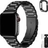 Fullmosa Compatible Apple Watch Band 42mm 44mm 45mm 49mm 38mm 40mm 41mm, Stainless Steel iWatch Band with Case for Apple Watch Series 8/7/6/5/4/3/2/1/SE/SE2/Ultra, 42mm 44mm 45mm Black