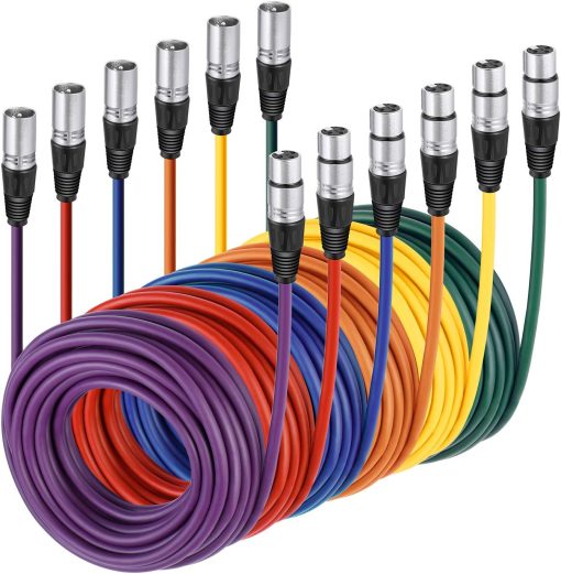 Neewer 6-Pack Audio Mic Cable Cords 24.9 feet/7.6 meters -XLR Male to XLR Female Colored Snake Cables (Purple/Red/Blue/Orange/Yellow/Green)