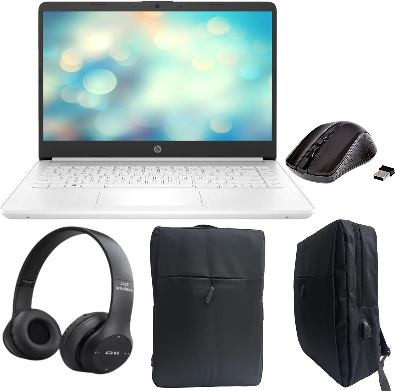 2023 Newest HP 14 Laptop With 14-Inch FHD Display, Core i5-1235U 12th Gen Processor /16GB DDR4 RAM/1TB SSD/Intel Iris XE Graphics/Windows10 With Laptop Bag + W/L Mouse + BT Headphone,snow white