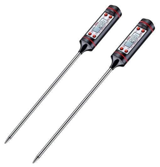 SKY-TOUCH 2Pcs Sincher Meat Thermometer, Cooking Thermometer with Instant Read, LCD Screen, Hold Function for Kitchen Food Smoker Grill BBQ Meat Candy Milk Water