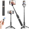 Tycom Selfie Stick For Phone Size 4.5-6.2Inch, Extendable to 85cm Selfie Stick Tripod with Bluetooth Wireless Remote Phone Holder (Q12 Black)