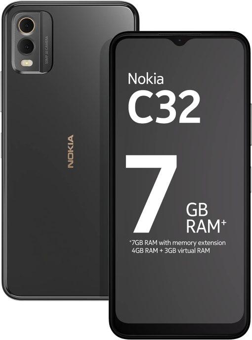 Nokia C32 Dual SIM 128GB ROM + 4GB RAM Factory Unlocked 4G/LTE Smartphone (Charcoal) - International Version