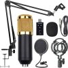 Arabest Bm800 Professional Suspension Microphone Kit Studio Live Stream Broadcasting Recording Condenser Microphone Set Vocal Microphones (Black USB)