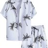 GORGLITTER Men's 2 Piece Outfits Tree Print Button Down Shirts and Drawstring Waist Shorts