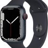 Apple Watch Series 7 (GPS +Cellular, 45mm) Smart watch - Midnight Aluminium Case with Midnight Sport Band - Regular. Fitness Tracker, Blood Oxygen & ECG Apps, Always-On Retina Display,Water Resistant