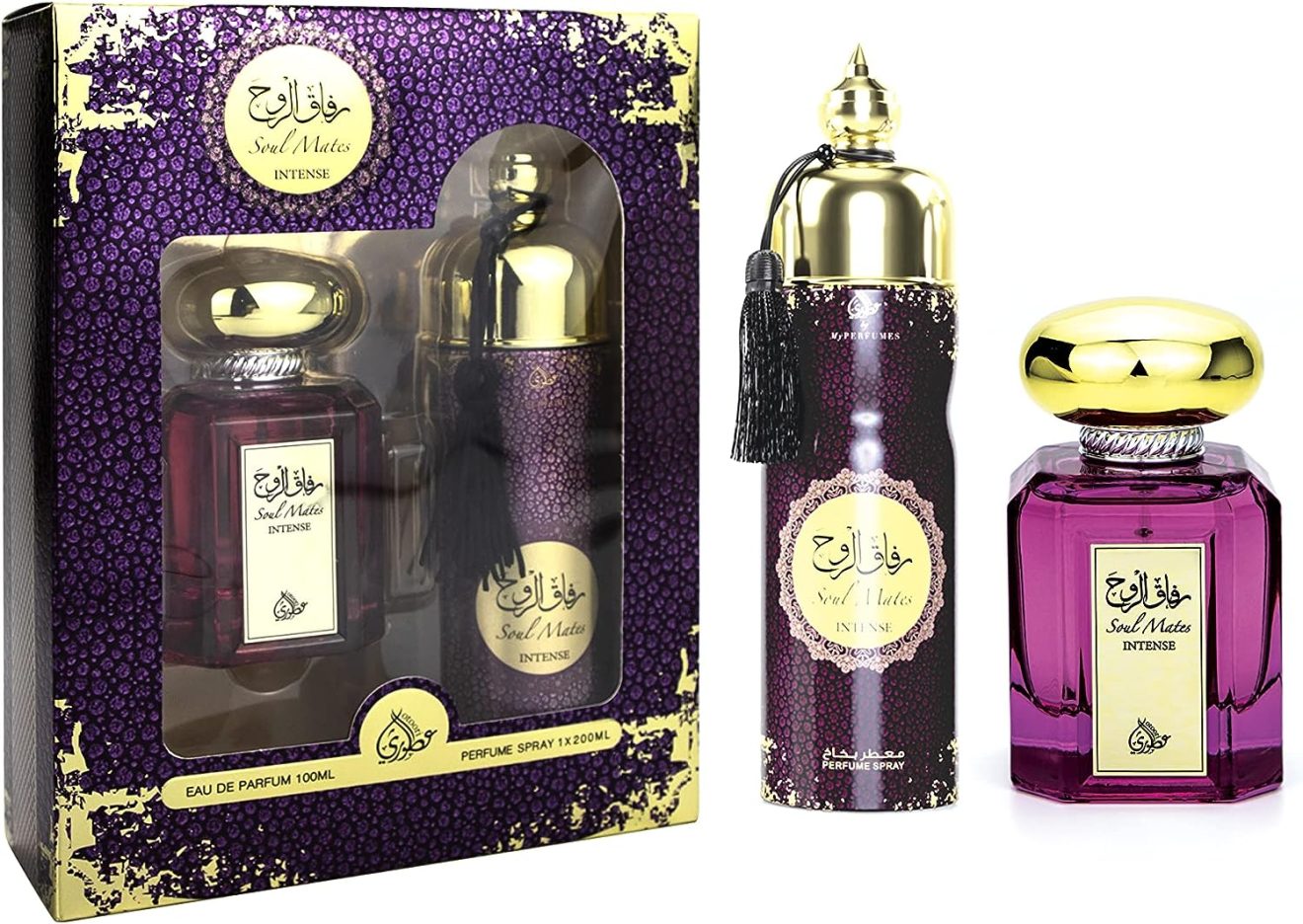 MY PERFUMES SOUL MATES INTENSE from OTOORI Collection 2 Pieces Perfume Gift Set for Men and Women, 100 ml Eau De Parfum and 200 ml Perfume Spray (SOUL MATES INTENSE)