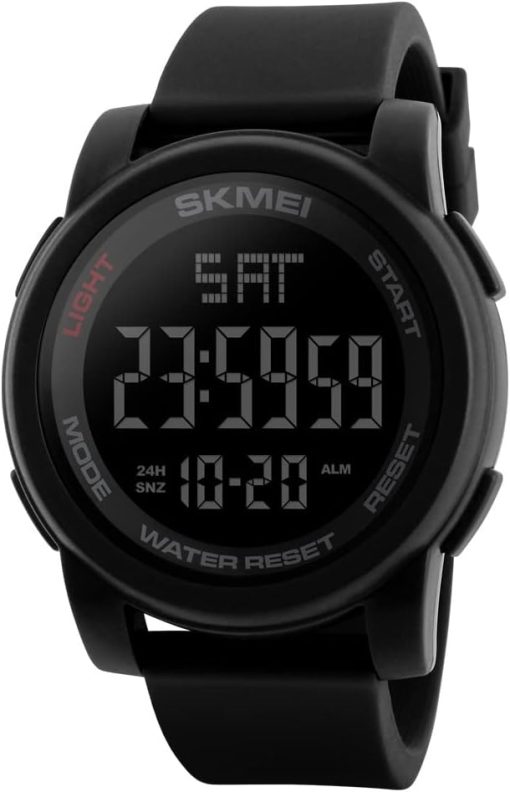 SKMEI Men's Digital Sports Wrist Watch LED Screen Large Face Electronics Military Watches Waterproof Alarm Stopwatch Back Light Outdoor Casual Black Watch - 1257