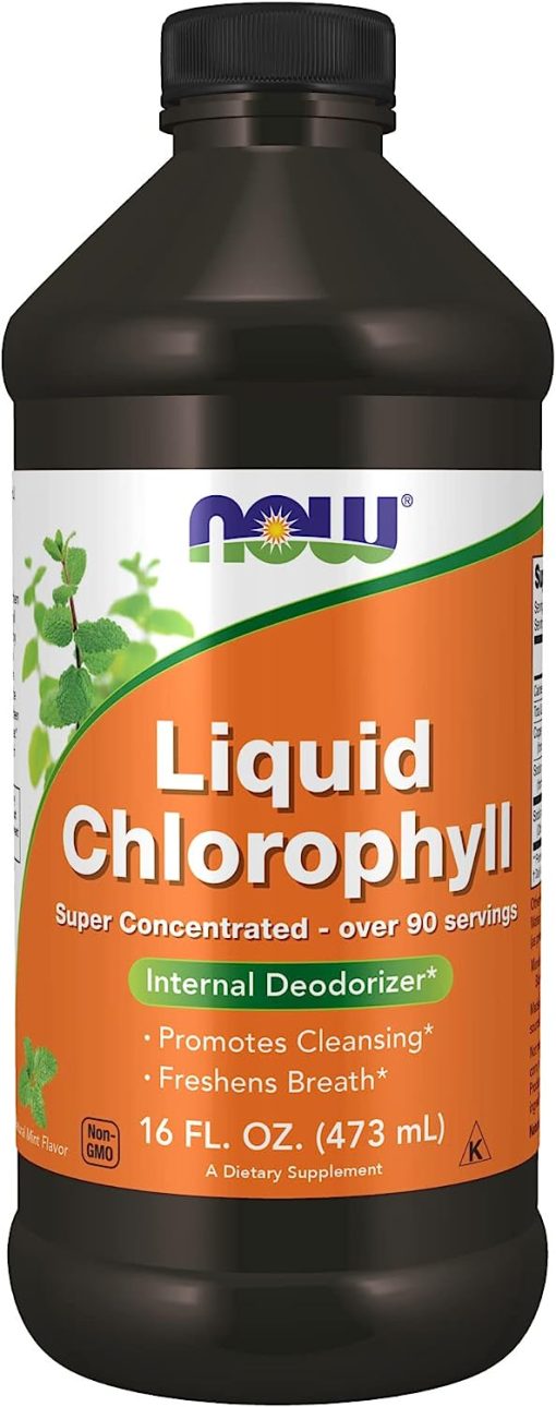 now supplements, liquid chlorophyll, super concentrated, internal deodorizer, mint flavor, 16-ounce, NOW1322