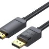 VENTION Cable, 4K@30Hz DP Male to HDMI Male Gold Plated HAG series for PC, Laptop, TV, Projectors, Monitors Gold-Plated (DP to HDMI 2.0, 1 Meter)