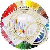 Full Range of Embroidery Starter Kit Including 5 Pieces Bamboo Embroidery Hoops 50 Random Color Threads and 9 Pcs Random Color Cross Stitch Tool Kit