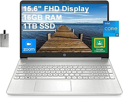 HP 2022 15.6" FHD Laptop Computer, 11th Gen Intel Core i5-1135G7(Beats Intel i7-1065G7), 16GB RAM, 1TB PCIe SSD, Intel Iris X Graphics, HD Webcam, HDMI, Bluetooth, Win10, Silver, 32GB USB Card