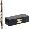 Silver Flute Music Instrument Miniature Replica on Stand with Case, Size 3 in.
