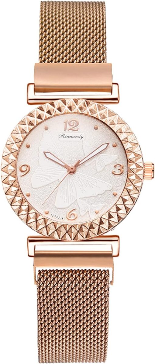 Watch, Irovami XR4594 Elegant Women Wrist Watch with 3DPattern Stylish Lady Dress Watch Analog Quartz Wristband Delicate Casual Watch with Alloy Strap