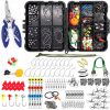 Fishing Accessories Kit【188PCS】 Set with Tackle Box, Including Pliers, Jig Hooks, Bullet Bass Casting, Swivels Snaps, Sinker Sliders, Line Beads, Sinker Weights, Split Rings, Fishing Leaders.