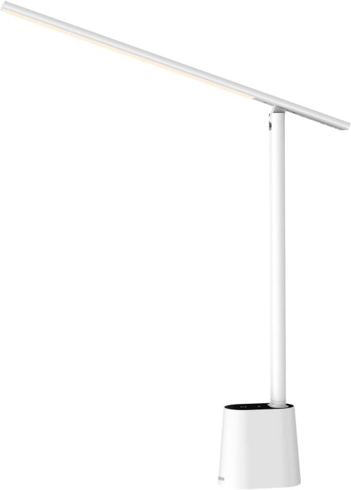 Baseus LED Desk Lamp Auto-Dimming Table Lamp Eye-Caring Smart Lamp Touch Control 47" Wide Illumination 250 Lumens 5W 3 Color Modes for Home Office, Living Room, Bedroom, Painting (White)