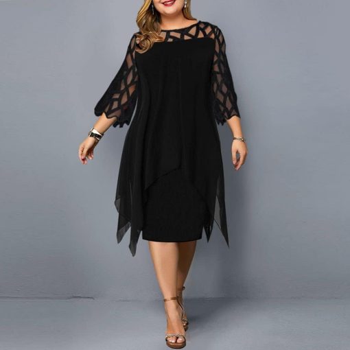 Women'S Summer Dress Plus Size Party Dress Ladies Elegant Mesh Sleeve Casual Wedding Club Outfits