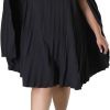 Women's Plus Size Stylish Casual Dress Elegant Cape Sleeve Loose Pleated Cocktail Party Knee Length Dress (Color : Black, Size : XXL)