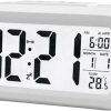 Smart Digital Alarm Clock with Date and Temperature Snooze Button on Top Battery Operated Rectangle Desk Clock with Night Light for Bedroom Kids Children Girls Boys