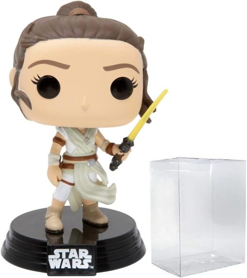 POP Star Wars: The Rise of Skywalker - Rey with Yellow Lightsaber Funko Pop! Vinyl Figure (Bundled with Compatible Pop Box Protector Case)