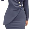 Women Solid Turn Down Neck Suit Mini Dress ❀ Ladies Long Sleeve Buttons Bodycon Casaul Work Formal Dress