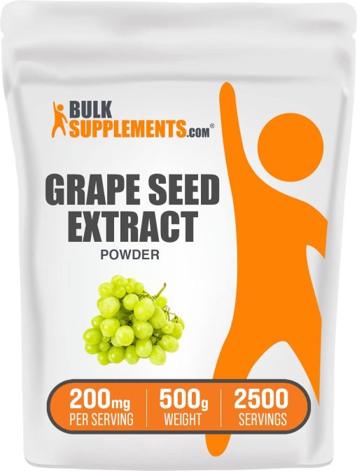 BulkSupplements.com Grape Seed Extract Powder - Herbal Supplements, Antioxidants Supplement - 200mg of Grapeseed Extract Powder per Serving, Gluten Free (500 Grams - 1.1 lbs)