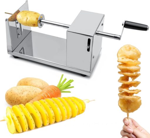 ECVV Manual Stainless Steel Twisted Potato Slicer Spiral Vegetable Cutter French Fry