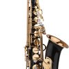 Alisashop Eb Alto Saxophone Sax Brass Lacquered Gold 82Z Key Type Woodwind Instrument with Padded Carry Case Gloves Cleaning Cloth Brush Sax Straps Reeds