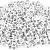 300Pcs White Acrylic Single Letter Cube Beads A-Z DIY Alphabet Beads for Jewelry Making,DIY Bracelets, Necklaces