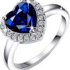 Royal Blue 'Queen Heart' Austrian Crystal Lovers Ring for Women by YELLOW CHIMES