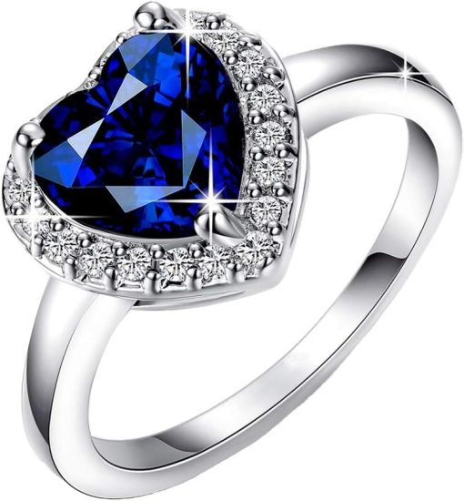 Royal Blue 'Queen Heart' Austrian Crystal Lovers Ring for Women by YELLOW CHIMES